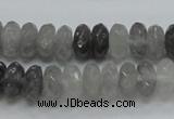 CCQ75 15.5 inches 6*12mm faceted rondelle cloudy quartz beads wholesale