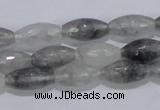 CCQ92 15.5 inches 8*16mm faceted rice cloudy quartz beads wholesale