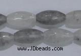 CCQ93 15.5 inches 10*20mm faceted rice cloudy quartz beads wholesale