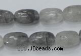 CCQ99 15.5 inches 10*16mm faceted egg-shaped cloudy quartz beads