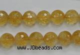 CCR05 15.5 inches 10mm faceted round natural citrine gemstone beads