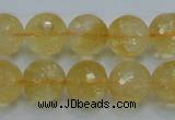 CCR06 15.5 inches 14mm faceted round natural citrine gemstone beads