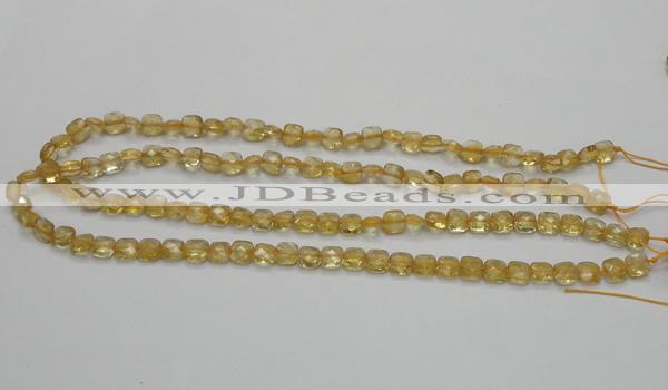 CCR12 15.5 inches 7*7mm faceted square natural citrine gemstone beads