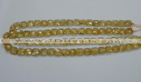 CCR15 15.5 inches 10*10mm faceted square natural citrine gemstone beads