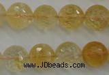 CCR159 15.5 inches 14mm faceted round natural citrine beads