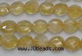 CCR18 15.5 inches 10mm faceted flat round natural citrine gemstone beads