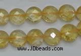 CCR19 15.5 inches 12mm faceted flat round natural citrine gemstone beads