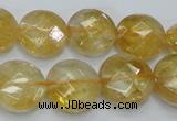 CCR20 15.5 inches 14mm faceted flat round natural citrine gemstone beads