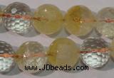 CCR206 15.5 inches 15mm faceted round natural citrine gemstone beads