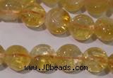 CCR230 15.5 inches 8mm flat round natural citrine gemstone beads