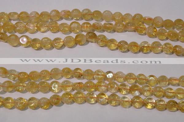 CCR231 15.5 inches 10mm flat round natural citrine gemstone beads