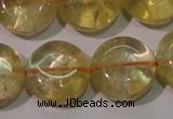 CCR233 15.5 inches 14mm flat round natural citrine gemstone beads