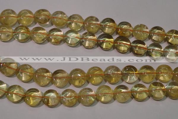 CCR233 15.5 inches 14mm flat round natural citrine gemstone beads