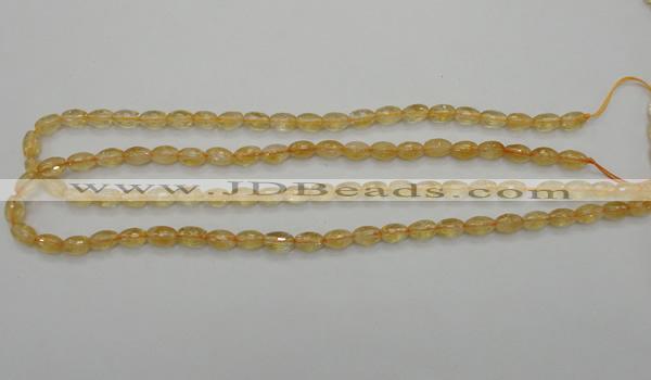 CCR32 15.5 inches 6*8mm faceted rice natural citrine gemstone beads