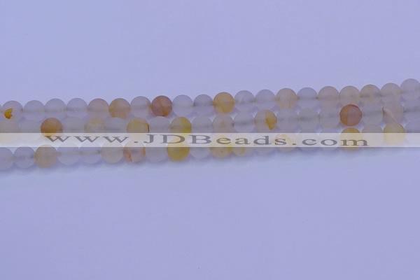 CCR371 15.5 inches 6mm round matte citrine beads wholesale