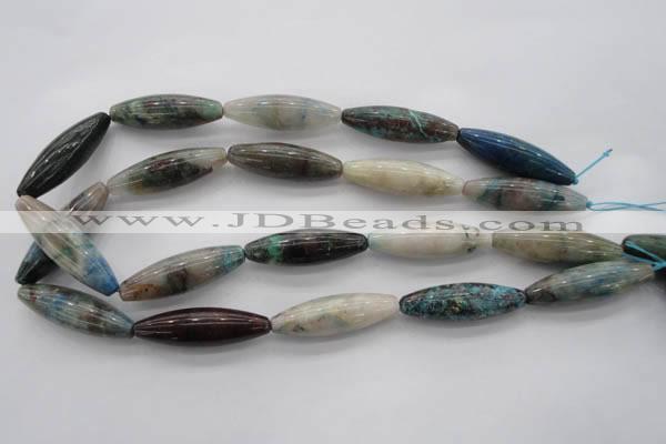 CCS32 15.5 inches 12*40mm rice natural chrysocolla gemstone beads