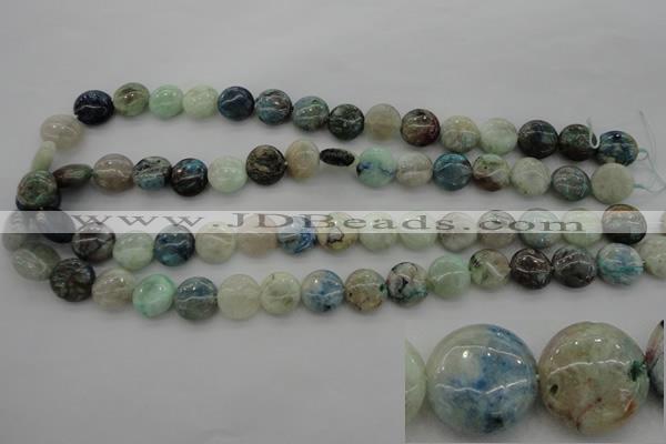 CCS38 15.5 inches 12mm flat round natural chrysocolla gemstone beads