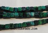 CCS610 15.5 inches 4*4mm cube dyed chrysocolla gemstone beads