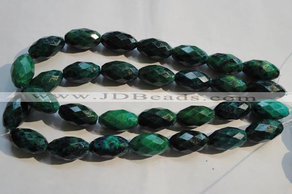 CCS638 15.5 inches 14*25mm faceted rice dyed chrysocolla gemstone beads