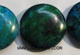 CCS679 15.5 inches 30mm flat round dyed chrysocolla gemstone beads