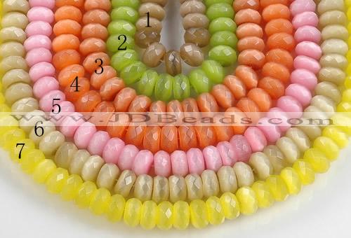 CCT05 14 inch 7*12mm faceted roundel cats eye beads Wholesale