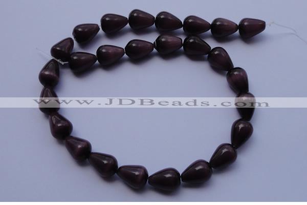 CCT22 14 inches 10*14mm teardrop black coffee cats eye beads wholesale