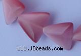 CCT33 14.5 inches 15*16mm triangle pink cats eye beads wholesale