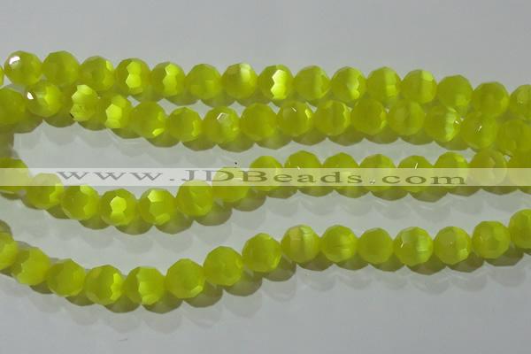 CCT393 15 inches 10mm faceted round cats eye beads wholesale