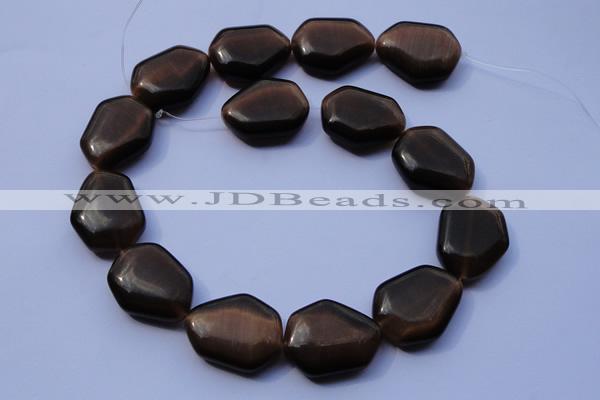 CCT43 15 inches 22*25mm freeform black coffee cats eye beads wholesale