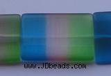 CCT45 15 inches 25*35mm flat rectangle mix color cats eye beads