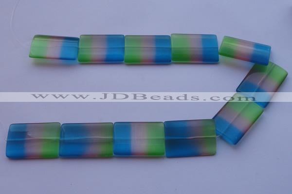 CCT45 15 inches 25*35mm flat rectangle mix color cats eye beads