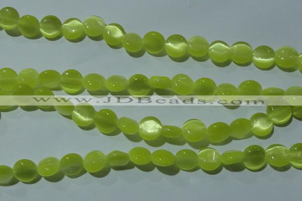 CCT494 15 inches 8mm flat round cats eye beads wholesale