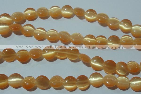 CCT516 15 inches 10mm flat round cats eye beads wholesale