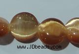 CCT517 15 inches 10mm flat round cats eye beads wholesale