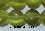 CCT519 15 inches 10mm flat round cats eye beads wholesale