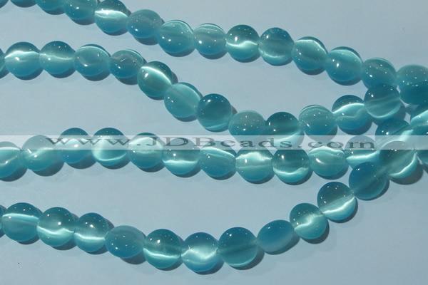 CCT524 15 inches 10mm flat round cats eye beads wholesale