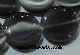 CCT583 15 inches 14mm flat round cats eye beads wholesale