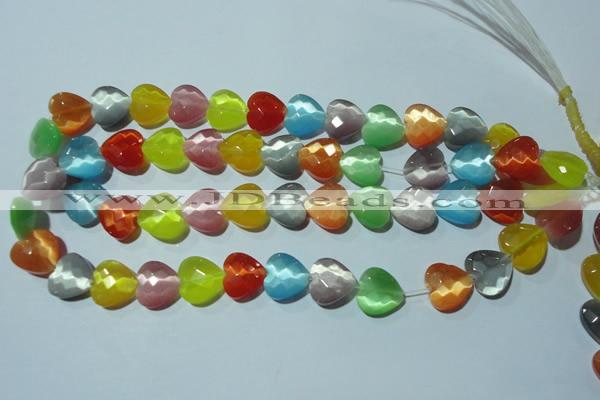 CCT980 15 inches 14*14mm faceted heart cats eye beads wholesale