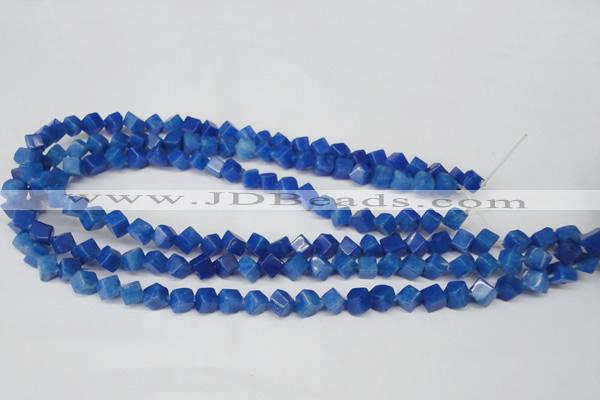 CCU101 15.5 inches 6*6mm cube dyed white jade beads wholesale