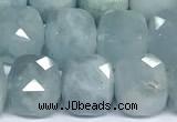 CCU1049 15 inches 8mm faceted cube aquamarine beads