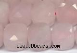 CCU1053 15 inches 8mm faceted cube rose quartz beads