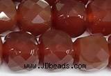 CCU1067 15 inches 8mm faceted cube red agate beads