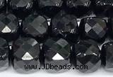 CCU1069 15 inches 8mm faceted cube black tourmaline beads