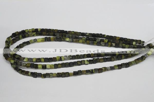 CCU12 15.5 inches 4*4mm cube yellow turquoise beads wholesale