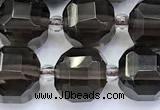 CCU1295 15 inches 9mm - 10mm faceted cube smoky quartz beads