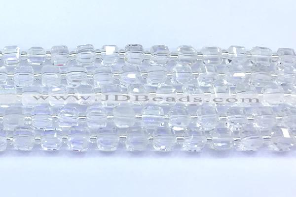 CCU1300 15 inches 9mm - 10mm faceted cube white crystal beads