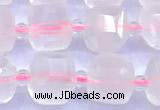 CCU1301 15 inches 9mm - 10mm faceted cube rose quartz beads