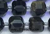 CCU1307 15 inches 9mm - 10mm faceted cube golden obsidian beads