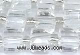 CCU1310 15 inches 7mm - 8mm faceted cube white crystal beads