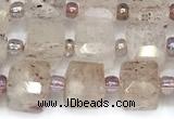 CCU1313 15 inches 7mm - 8mm faceted cube strawberry quartz beads